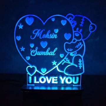 Customized 3d Illusion Bear Couple  Name Lamp🧸| NL05