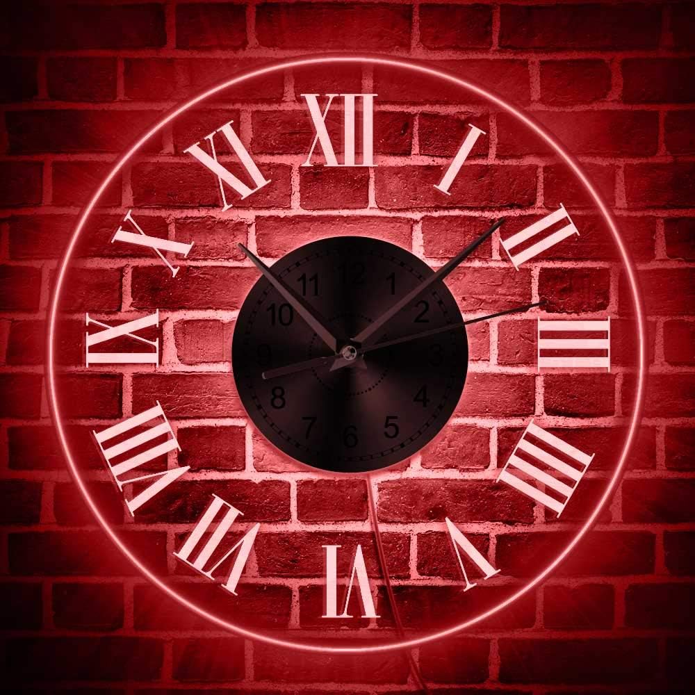 Neon Light Analog Modern Wall Clock