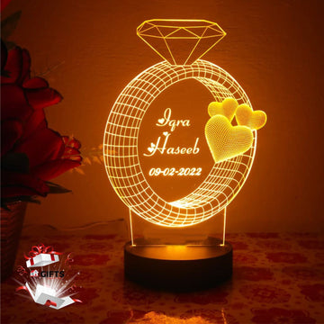 Customized 3d Illusion Ring Shap Couple Lamp | NL08