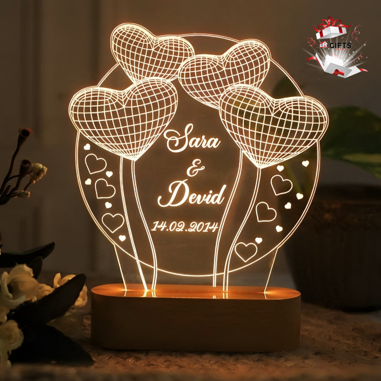 Customized 3d Illusion Heart Couple Name Lamp | NL11