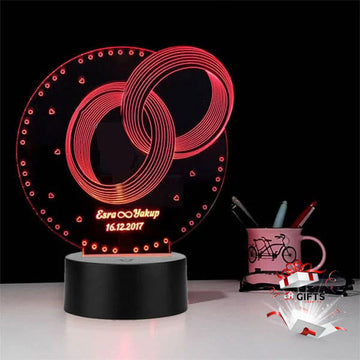 Customized Name 3d Illusion Ring Couple Name Lamps | NL10