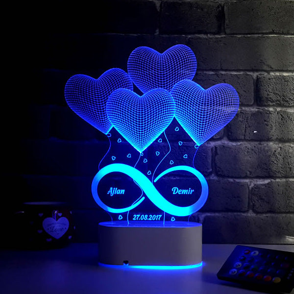 Heart Shaped 3D Illusion Lamp (IL0136)