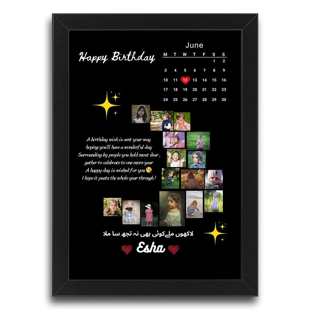 Moon phase birthday frame for Birthday and Wedding