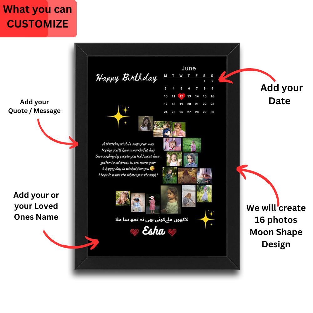 Moon phase birthday frame for Birthday and Wedding