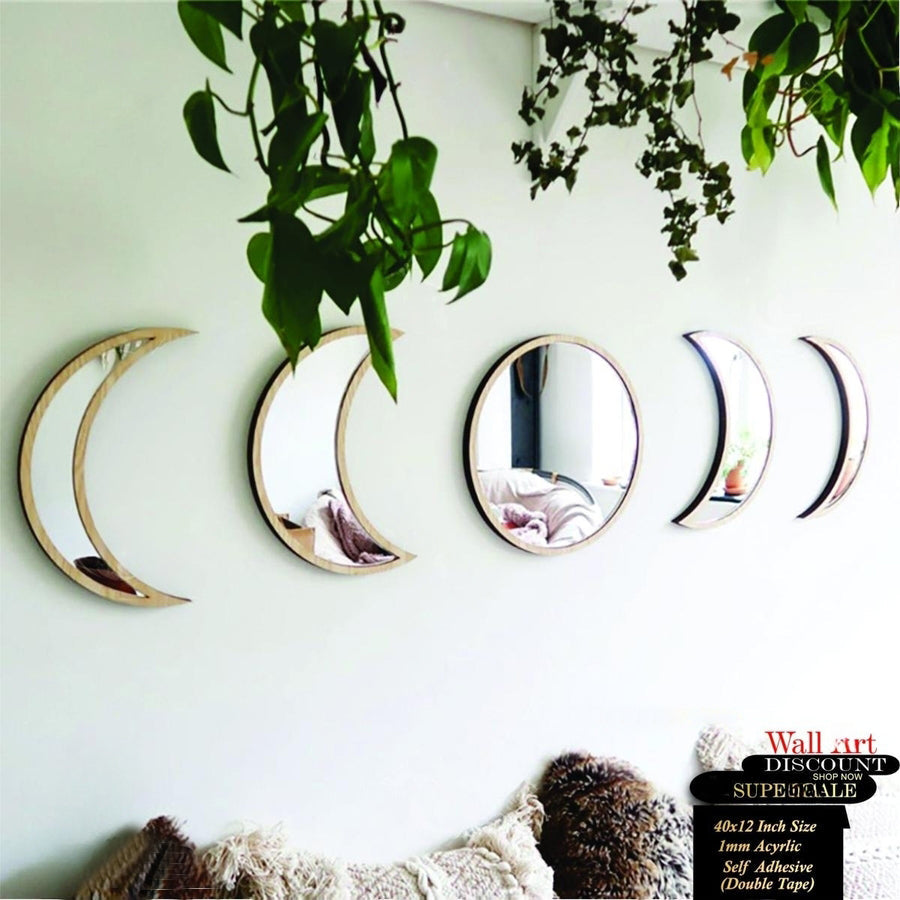 3D alf-Moon Self Adhesive Acrylic Mirror for Wall Decor